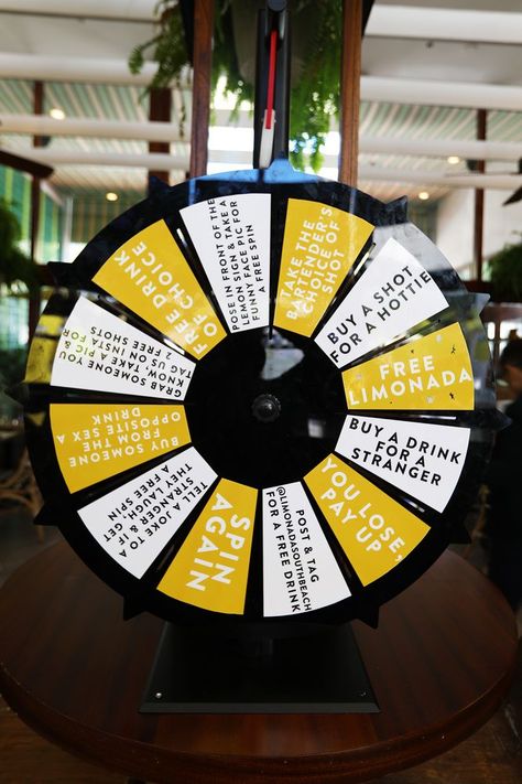 Wheel Of Fortune Party Ideas, Bar Games For Customers, Spin The Wheel Drinking Game, Wedding Spin The Wheel, Fortune Wheel, Wheel Of Fortune Party, Spin The Wheel Wedding Game, Drinking Wheel Game Spin, Spin Wheel