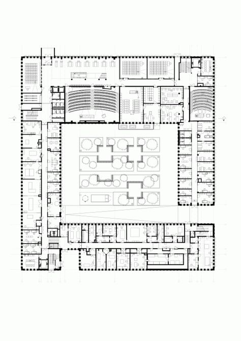 Ground Floor Plan School Building Plans, School Floor Plan, University Plan, School Building Design, College Architecture, Architecture Blueprints, Campus Design, University Architecture, Mall Design