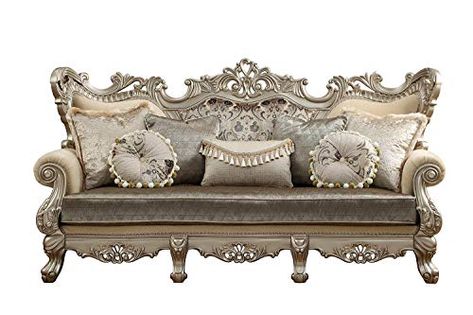 Carving Sofa Design, Victorian Sofa, Floral Sofa, Rolled Arm Sofa, Acme Furniture, Wooden Sofa, Living Room Set, Pillow Fabric, Plush Fabric