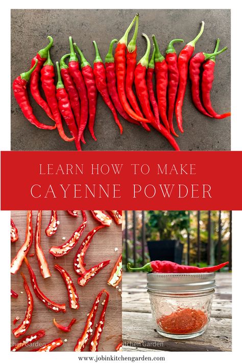 Spice up your life by making your own spice. Make your own cayenne powder at home using a dehydrator. It's easy to make, as fresh as it gets, and cheaper than store bought. Dehydrate Cayenne Peppers, Diy Cayenne Pepper Powder, How To Make Cayenne Pepper Powder, Dehydrating Cayenne Peppers, Dehydrated Cayenne Peppers, Homemade Cayenne Pepper Powder, Drying Cayenne Peppers, Cayenne Infused Oil, How To Dry Cayenne Peppers