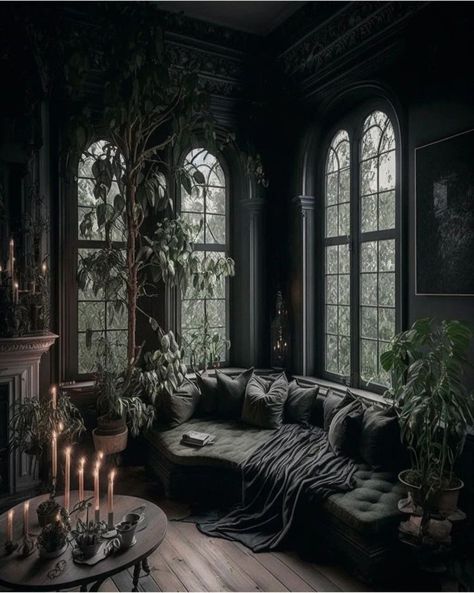 Dark Cottagecore Interior Design, Goth Cottagecore House Interior, Gothic Interior Aesthetic, Soft Goth Home Aesthetic, Dark Cottagecore Office, Industrial Gothic Interior, Southern Gothic Home Decor, Modern Goth Aesthetic, Modern Witch Decor