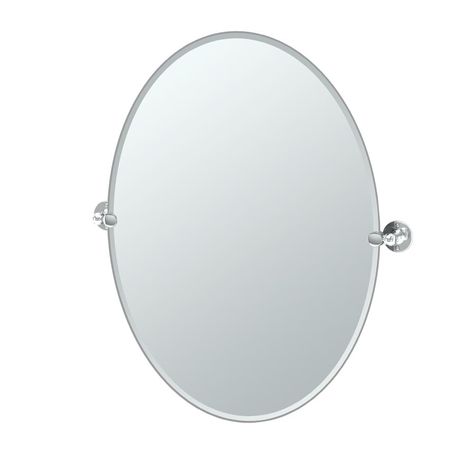 Gatco Cafe 24 in. W x 32 in. H Frameless Single Oval Mirror in Chrome-4419LG - The Home Depot Long Oval Mirror, Pivot Mirror, Large Oval Mirror, Contemporary Bathroom Decor, Oval Mirror Bathroom, Frameless Mirror, Chrome Bathroom, Bathroom Mirrors, Oval Mirror