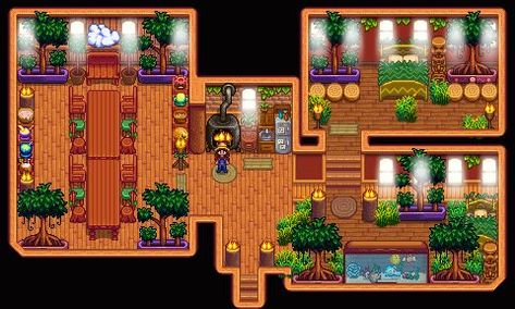 Stardew Valley 1.5 ginger island farmhouse year 7 Ginger Island Farmhouse, Stardew Valley Ginger Island, Island Farmhouse, Stardew Valley Layout, Year 7, Island House, Stardew Valley, House Layouts, Animal Crossing