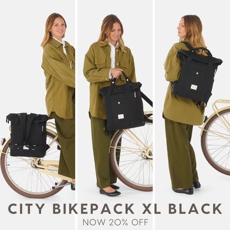 Are you looking for a bicycle bag that converst easily to a backpack? . One with durable, waterproof fabric that is still stylish? . That is comfortable to wear and still quick and secure to attach? . With lots of inside and outside pockets and a 15" padded laptop sleeve? . Look no further than our CITY Bikepack XL in Black now on sale for 20% off . #weathergoods #weathergoodssweden #cycleinstyle #designedforurbancycling #bikebag #pannierbag #pannier #radtashce #fahrradtasche #cykeltaske #cy... Pannier Bag, Bicycle Bag, Bike Bag, Work Bag, Waterproof Fabric, 20 % Off, Laptop Sleeve, Laptop Sleeves, Cycling