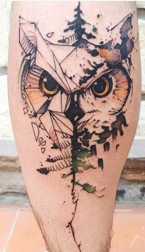 Abstract Owl Tattoo, Drew Tattoo, Snowy Owl Tattoo, Tree Silhouette Tattoo, Geometric Owl Tattoo, Evolution Tattoo, Owl Tattoo Drawings, Cute Owl Tattoo, Scene Tattoo