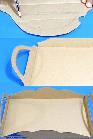 Make a Beautiful DIY Tray From Old Waste Cardboard! : 7 Steps - Instructables Cardboard Tray Diy, Upcycle Crafts Household Items, Freshers Invitation, Diy Food Tray, School Props, Food Tray Diy, Cardboard Box Diy, Cardboard Projects, Diy Serving Tray