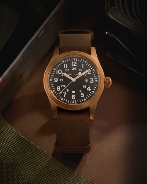 New Material, Same Grit: Introducing the Hamilton Khaki Field Mechanical Bronze | WatchTime - USA's No.1 Watch Magazine Hamilton Khaki Field Mechanical, Khaki Field Mechanical, Hamilton Khaki Field, Hamilton Khaki, Bell Ross, Hamilton Watch, Field Watches, Men In Black, Nato Strap