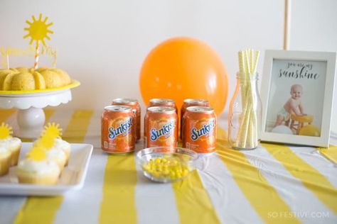 Sun Party Food Ideas, Sunshine Backdrop Ideas, Fun In The Sun Party, Sunshine Birthday Party Food, Sun Theme Birthday, Sun Birthday Party Food, You Are My Sunshine First Birthday Boy, Sun Themed Food Ideas, Sunny Themed Birthday Party