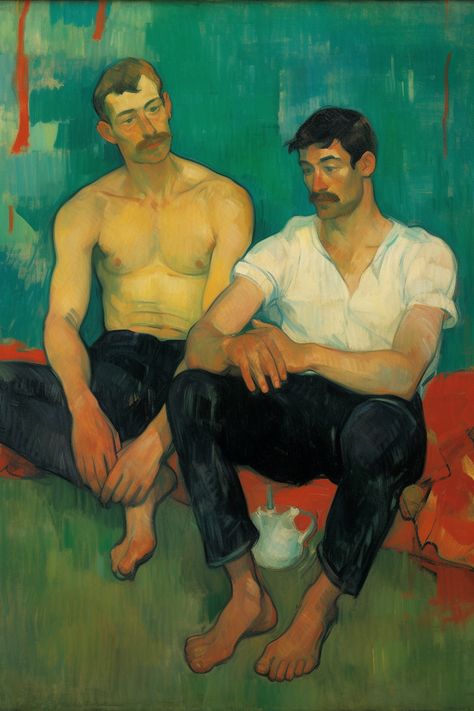 Queer Art History, Vintage Queer Art, Lgbtq Art Illustrations, Gay Artist Aesthetic, Gay Illustration Art, Queer Painting, Queer Art Men, Queer Illustration, Gay Painting