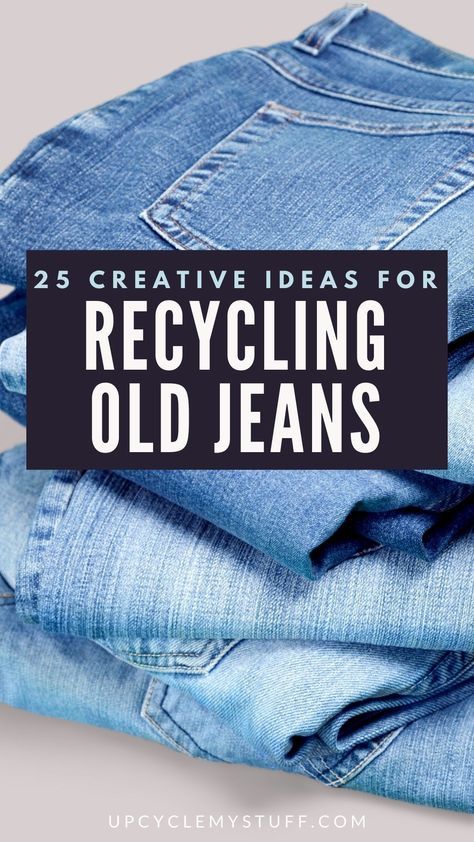 Repurposed Denim Projects, What To Make Out Of Old Jeans, Repurpose Jeans Ideas, Denim Projects Upcycling Recycle Jeans, Things To Make With Old Jeans, Recycling Old Jeans, Old Denim Jeans Ideas, Denim Quilts Old Jeans, Denim Crafts Upcycling