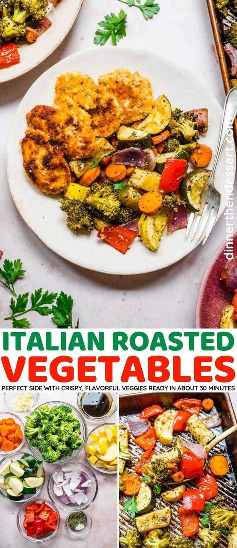 Italian Vegetables Sides, Italian Roasted Vegetables, Sheet Pan Vegetables, Vegetable Ideas, Dinners Recipes, Roasted Vegetables Oven, Italian Roast, Celebrity Recipes, Italian Herbs