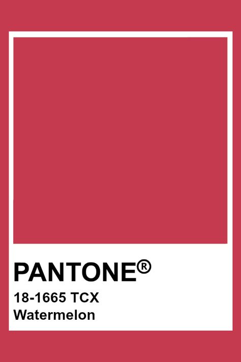 PANTONE 18-1665 TCX Watermelon #pantone #color #watermelon Watermelon Coloring, Red Pantone, Pantone Book, Pantone Tcx, Pantone Red, Pantone Colours, Pantone Color Chart, Pantone Swatches, Pantone Palette