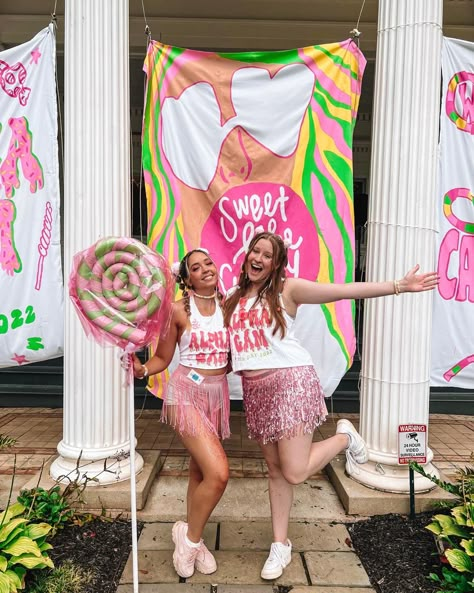 Home Sweet Home Bid Day, Sweet Life Sorority Theme, Sweet Bid Day Theme, Sisterhood Themes Sorority, Candy Theme Sorority, Candy Theme Bid Day, Candy Bid Day Theme, Candyland Bid Day Theme, Candy Land Sorority Theme