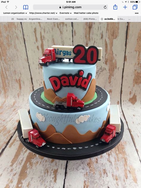 Semi Truck Birthday Cake Ideas, Trucker Birthday Cake, Semi Cake Truck, Semi Truck Cakes For Men, Semi Truck Birthday Party Decorations, Semi Truck Birthday Cake, Truck Driver Cake, Pastel Trailer, Semi Truck Birthday Party