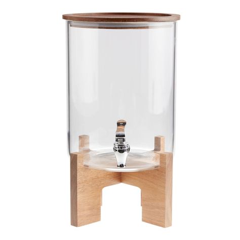 Glass and Acacia Wood Drink Dispenser with Stand | World Market Pitcher Drinks, Serving Tray Set, Mug Crafts, Cost Plus World Market, Drink Dispenser, Affordable Home Decor, World Market, Outdoor Entertaining, Moscow Mule Mugs