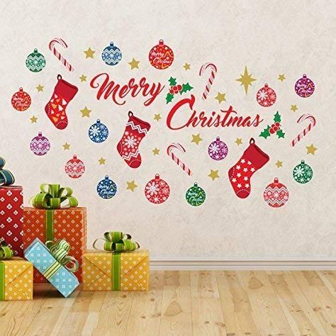 Wallflexi Christmas Decorations Wall Stickers " Merry Christmas Decoration Set" Wall Murals Decals living Room Children Nursery School Restaurant Cafe Hotel Home Office Décor, multicolour #kitchenamp;home Christmas Wall Stickers, Wall Mural Decals, Decoration Restaurant, Hal Decor, Floor Decal, Merry Christmas Decoration, Create Decor, Tree Wall Decal, Decoration Stickers