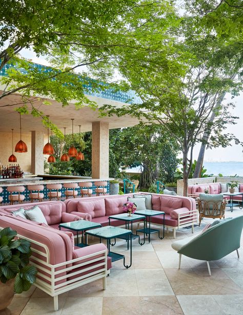 Inside Casadonna, a New Miami Restaurant With Italian Riviera Flair | Architectural Digest David Grutman, Mediterranean Revival Style, Ken Fulk, Miami Restaurants, Mediterranean Revival, Terracotta Floor, Mid Century Modern Sofa, Private Dining Room, Private Dining