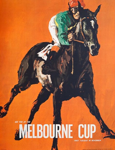 Vintage Poster - Melbourne Cup - Horse Racing - Australia - Spring Racing Carnival Melbourne Cup Horses, Vintage Horse Racing, Spring Racing Carnival, Australian Vintage, Vintage Advertising Posters, Spring Racing, Racing Posters, Melbourne Cup, Horse Wall Art