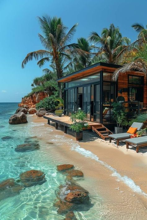 House On The Beach, Dream Life House, Dream Vacations Destinations, Beach House Design, Dream Beach, Vacation Places, Beautiful Places To Travel, Pretty Places, Island Life