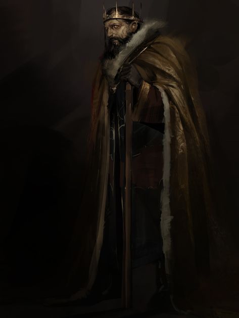 Evil King Character Design, Hooded Character Design, Fantasy King Art, Dnd King, King Fantasy Art, King Character Design, King Concept Art, King Reference, King Silhouette