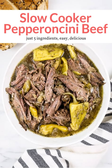 Pepperocini Beef Crock Pot, Beef Stew With Pepperoncini, Pepperocini Beef, Roast With Pepperoncini, Pepperoncini Beef, Drip Beef, Roast Beef Crock Pot Recipes, Slow Cooker Easy, Shredded Beef Recipes