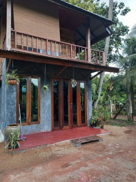 Half Concrete Half Wood House Design, Bohemian Style Decor Bedroom, Modern Bahay Kubo, Wood House Design, Small Modern House Plans, Bahay Kubo, Tropical House Design, Bohemian Style Decor, Hillside House