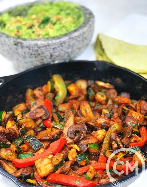 Charity Morgan, Vegetable Fajitas, Veggie Fajitas, Fajita Vegetables, Latin Recipes, Iron Skillet Recipes, Masala Spice, Vegan Fish, Cast Iron Skillet Recipes