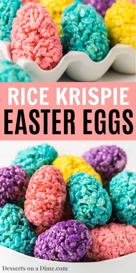 Fun Easter Snacks, Egg Rice Krispie Treats, Easter Egg Rice Krispie Treats, Easter Egg Dessert, Easter Egg Treats, Easter Rice Krispie Treats, Easter Snack, Homemade Rice Krispies Treats, Easter Food Ideas