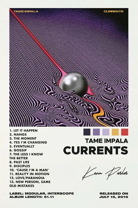 Currents Album Cover, Tame Impala Album Cover, Tame Impala Poster, Album Cover Wall Decor, Posters For Room Aesthetic, Posters For Room, Music Poster Ideas, Cool Album Covers, Wall Art Decor Prints