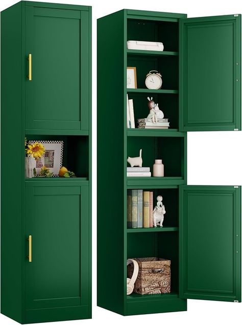 Amazon.com: Tall Bathroom Storage Cabinet, 71" H Slim Corner Floor Cabinet with 2 Doors and 3 Adjustable Shelves, Small Space Narrow Bathroom Organizer for Bathroom Living Room Home Office : Home & Kitchen Home Office Storage Cabinets, Colorful Home Design, Clever Bathroom Storage, Tall Bathroom Storage Cabinet, Bathroom Storage Hacks, Tall Bathroom Storage, Narrow Storage Cabinet, Organizer For Bathroom, Tv In Bathroom