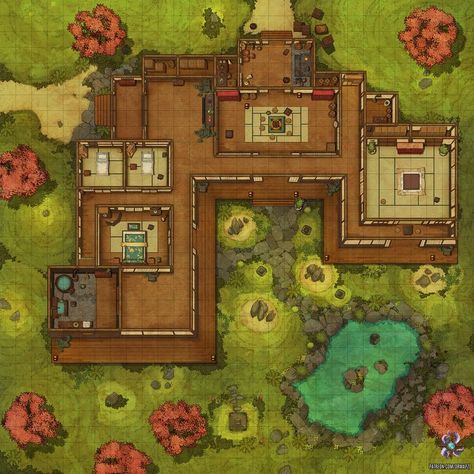 Asian Style House, Asian Maps, Asian House, Dnd World Map, Building Map, Japan Map, Battle Map, Tabletop Rpg Maps, Dnd Dragons