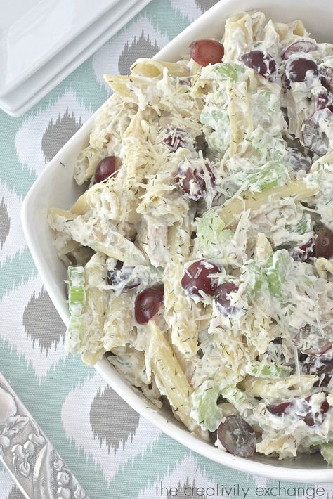 Chicken tarragon cold pasta salad.  Knock off Central Market.  From The Creativity Exchange Tarragon Pasta Salad, Whole Foods Grocery, Whole Foods Grocery Store, Chicken Tarragon, The Creativity Exchange, Chicken Pasta Salad Recipes, Chicken Salads, Greek Salad Pasta, Greek Pasta