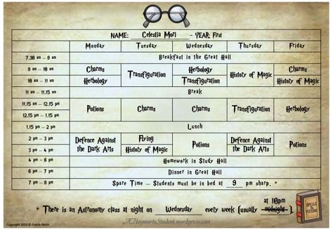 Hogwarts Timetable | A Hogwarts Student Hogwarts Timetable, Harry Potter 3rd Year, Harry Potter Classes, Hogwarts Classes, Harry Potter Classroom, Welcome To Hogwarts, First Monday, School Schedule, Harry Potter Theme