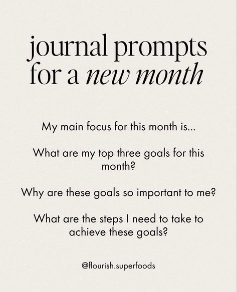 A list of four questions to answer at the beginning of a new month. New Month Journal Prompts, New Month Journal, Month Journal Prompts, Month Journal, Mindfulness Journal Prompts, Monthly Journal, Journal Topics, Journal Questions, Journal Inspiration Writing