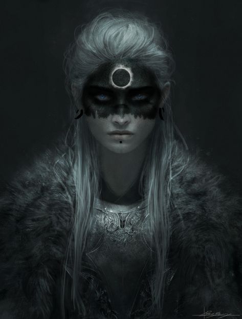 Shadar Kai Rogue, Shadar Kai Druid, Dnd Gloom Stalker, Shadar Kai Character Design, Pallid Elf Female Dnd, Dark Skin White Hair Character Art, Shadar Kai Female, World Of Darkness Changeling, D&d Drow Female