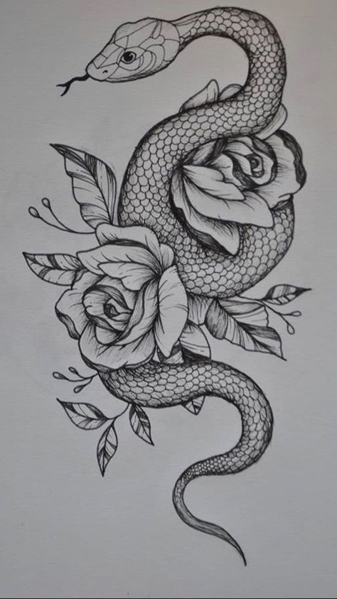 Snake And Rose Tattoo Design For Women, Snake Tattoo On Ribs For Women, Snake Skeleton Tattoo With Flowers, Snakes And Roses Tattoo, Snake And Rose Tattoo Thigh, Side Snake Tattoos Women, Tattoo Ideas Snake Rose, Snake And Flowers Tattoo Half Sleeves, Thigh Snake Tattoo Women