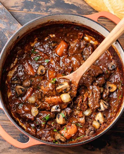 Half Baked Harvest Beef Bourguignon, Recipes With Beef Broth, French Stew, Beef Braised, Coq Au Vin Recipe, Beef Burgundy, Feast Recipes, Half Baked Harvest Recipes, Billy Parisi