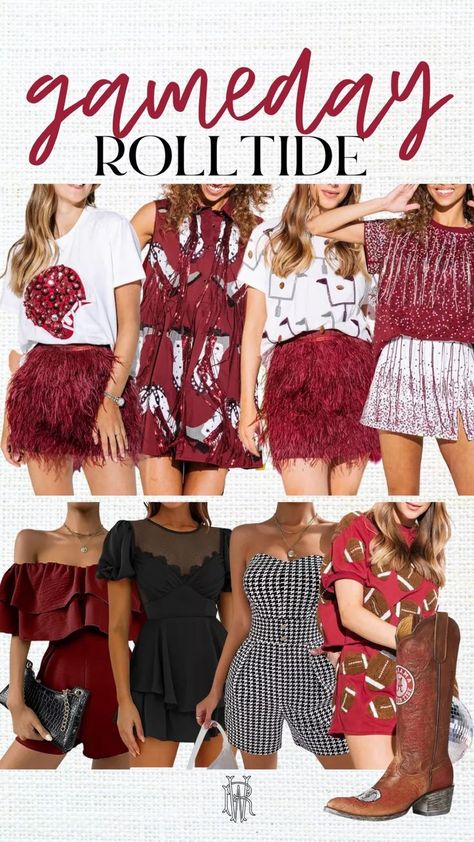 Alabama Gameday Outfit, Alabama Football Game, Alabama College, College Gameday Outfits, Football Ideas, Rush Outfits, Tailgate Outfit, College Game Days, Football Game Outfit