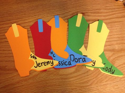 Cowboy Boot Door Decs with fun colored layers. Cowboy Hat Door Decs, Cow Door Decs, Pride Backdrop, Door Tags Resident Assistant, Dorm Name Tags, Dorm Tags Ra Door Decs, Res Life Door Decs Name Tags, Doortags Ra, Hall Themes