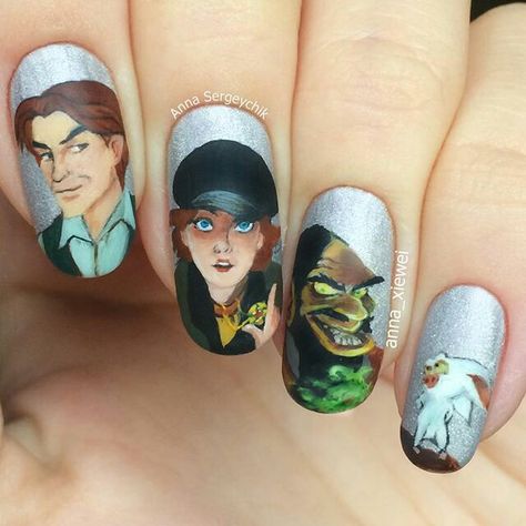 ☺ de Anastasia Rasputin, Broadway Nails, Anastasia Broadway, Animation Films, Character Nails, Fav Movie, Nice Nails, Painted Nail Art, Animal Print Nails