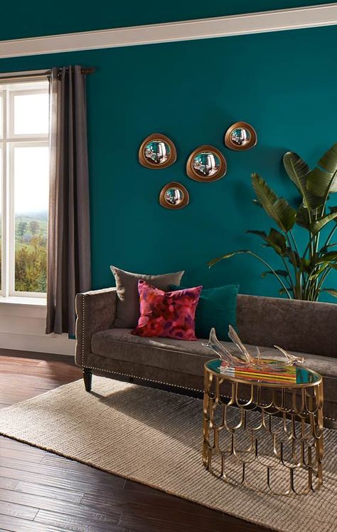 Behr Premium Plus, Teal Living Rooms, Bedroom Seating Area, Spring Living Room, Teal Walls, Bedroom Seating, Room Paint Colors, Plus Ultra, Paint Colors For Living Room