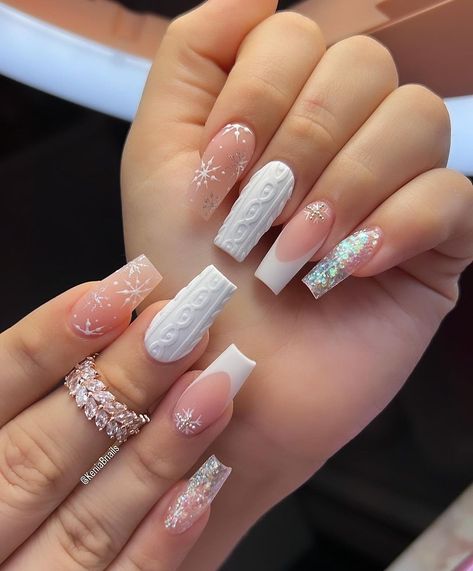 Cute Winter Nail Ideas, Country Acrylic Nails, Cow Nails, Diva Nails, Classy Acrylic Nails, Uñas Acrilicas, Silver Nails, Xmas Nails, Best Acrylic Nails