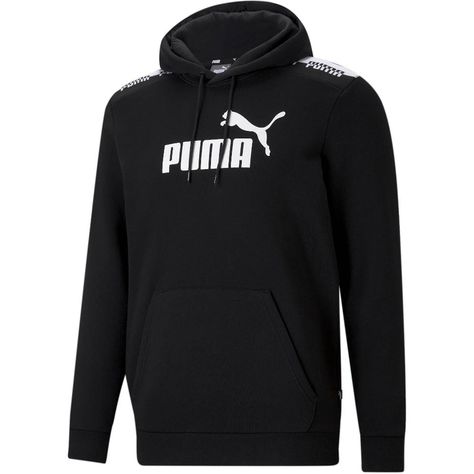 PUMA Amplified Hoodie FL - Black Adidas Outfits, Essentials Logo, Puma Hoodie, Fall Into Winter, Rubber Print, French Terry Hoodie, Black Puma, 1 Logo, Cotton Farming