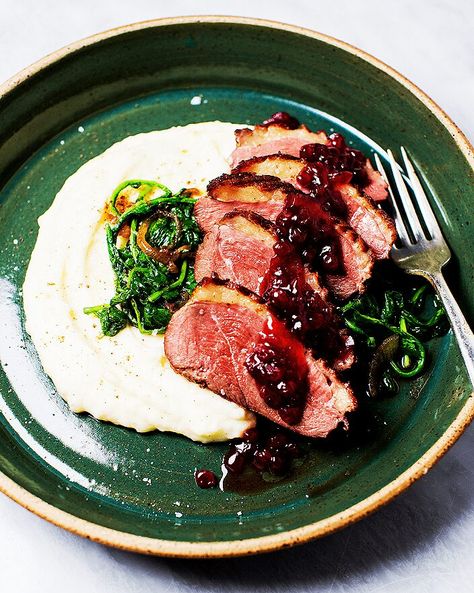 Goose Breast Recipe, Lingonberry Sauce, Duck Dish, Duck Breast Recipe, Duck Fat Fries, Seared Duck, Tried And True Recipes, Duck Breast, Blueberry Sauce