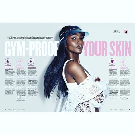 Nathalie Bates (Gimson) on Instagram: “Gym-proof your skin 💪🏻💦 . . . #gymproof #sweatproof #skin #gym #skincare #sweat #skincareregime #fitness #fitnessschedule #workout…” Fitness Magazine Layout, 3 Exercises Prevention Magazine, Skincare Magazine Layout, Fitness Magazine Cover, Health Magazine Layout, Jet Magazine, Fitness Magazine, Workout Schedule, Editorial Layout