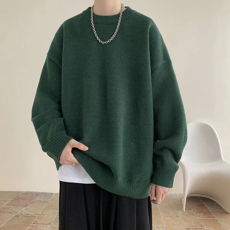 QDBAR 2023 Men Autumn Oversized Japan Sweater Vintage Knitted Men Hip Hop Warm Round Neck Sweater Men Cloting New Pullover Oversized Sweater Men, Harajuku Sweater, Oversize Pullover, Round Neck Sweater, Knit Men, Sweater Men, Sweater Vintage, Round Neck Sweaters, Vintage Knitting