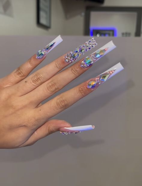 Nail Art For Winter, Long Acrylic Nail Designs, Lace Nails, My Bday, Nails Design With Rhinestones, Snow Angel, Dope Nail Designs, Short Square Acrylic Nails, Long Acrylic Nails Coffin