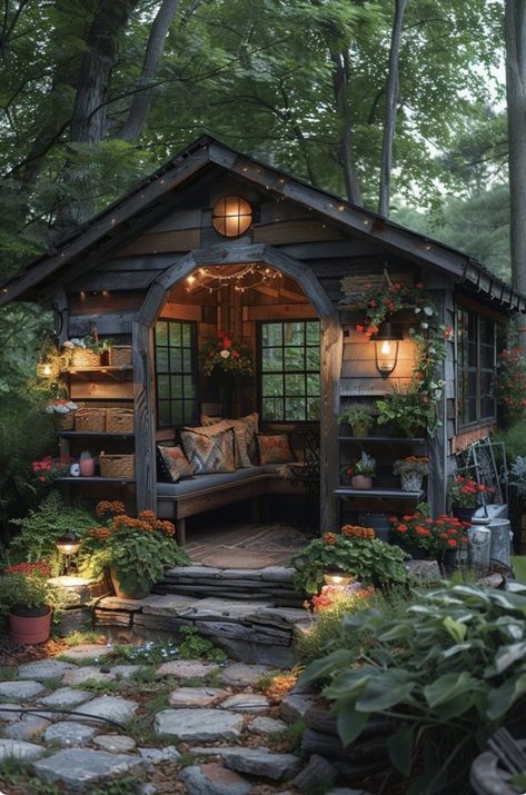 Tuscan Patio Ideas, Tuscan Patio, Patio Decorations, Cabin Tiny House, Summer Hike, Backyard Sheds, Cabin In The Woods, Cabins And Cottages, Cabins In The Woods