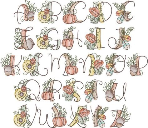 Fall Alphabet, Fall Fonts, Hand Lettering Alphabet Fonts, Lettering Styles Alphabet, Designs By Juju, Alfabet Letters, Hand Lettering Art, Hand Lettering Fonts, Hand Lettering Alphabet