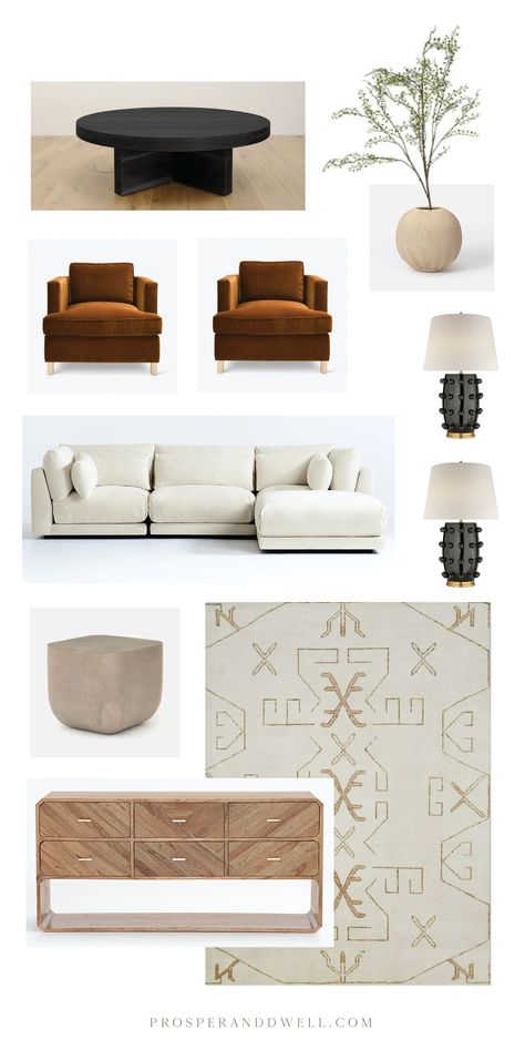 Modern Classic Great Room, Mixed Texture Living Room, Earthy Modern Minimalist Living Room, Modern Neutral Interior, Classic Modern Home Decor, Classic House Design Interior Living Rooms, Rust Interior Design, Rust Accents Living Room, Organic Modern With Color